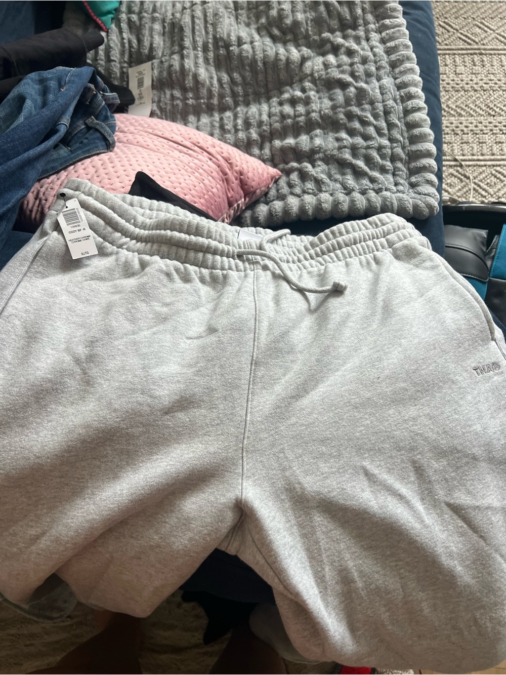 Aritzia Light Gray Drawstring Track Shorts